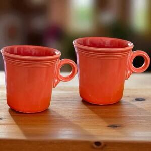 2 Fiestaware Persimmon Ring Handled Mugs Fiesta Tom and Jerry Mug Retired HLC